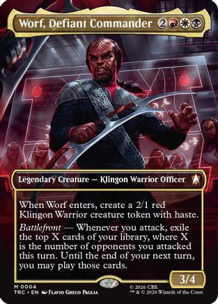 Worf, Defiant Commander (Borderless) (TRC-004) [Commander: Star Trek] Foil - PokeBox USA