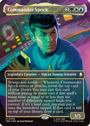 Commander Spock (Borderless) (Surge Foil) (TRC-006) [Commander: Star Trek] Foil - PokeBox USA