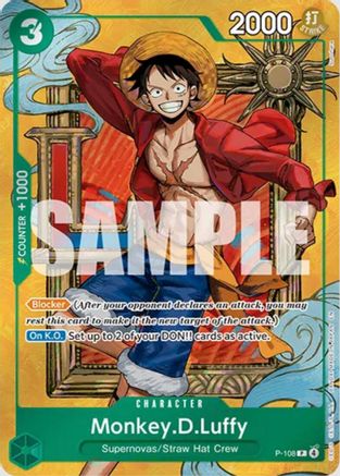 Monkey.D.Luffy (P-108) (Mini Case Set Vol. 3 Sunohara Artwork) (P-108) - One Piece Promotion Cards Foil - PokeBox USA