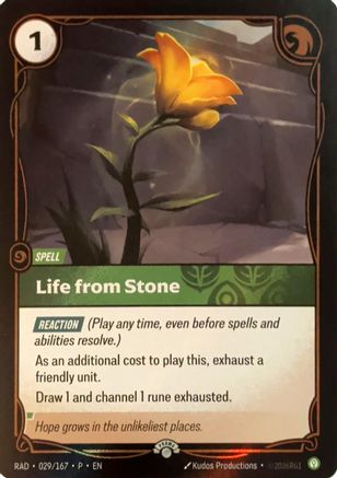 Life from Stone (029/167) - Riftbound Organized Play Promotional Cards Foil - PokeBox USA