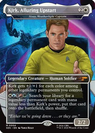 Kirk, Alluring Upstart - Sisay, Weatherlight Captain (Borderless) (SDS-004) [Star Trek: Stardates] Foil - PokeBox USA