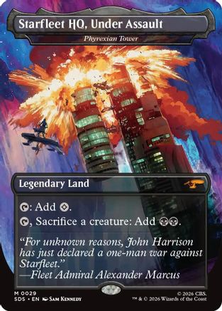 Starfleet HQ, Under Assault - Phyrexian Tower (Borderless) (SDS-029) [Star Trek: Stardates] - PokeBox USA