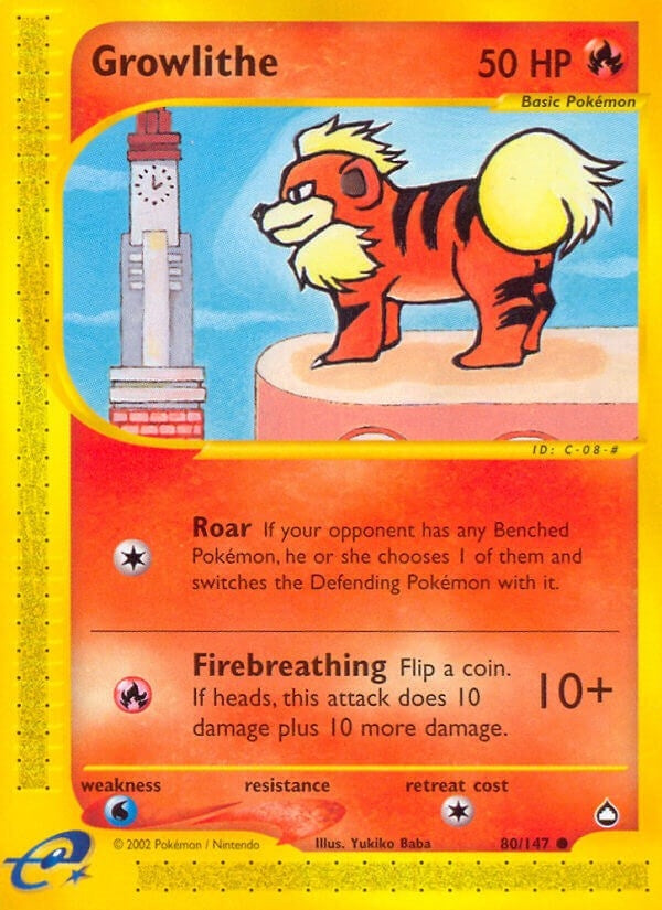 Image for Growlithe (80) (080/147) (Aquapolis) (AQ) - Pokemon