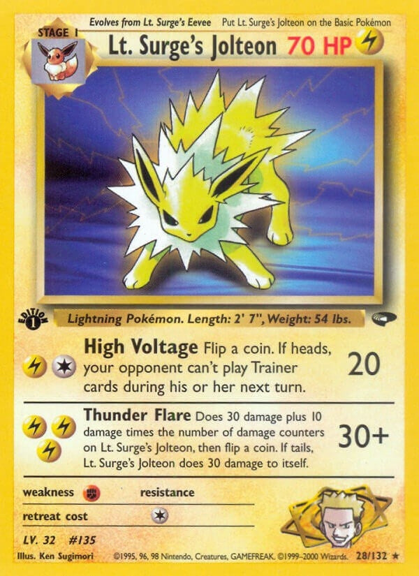 Image for Lt. Surge's Jolteon (028/132) (Gym Challenge) (G2) - Pokemon