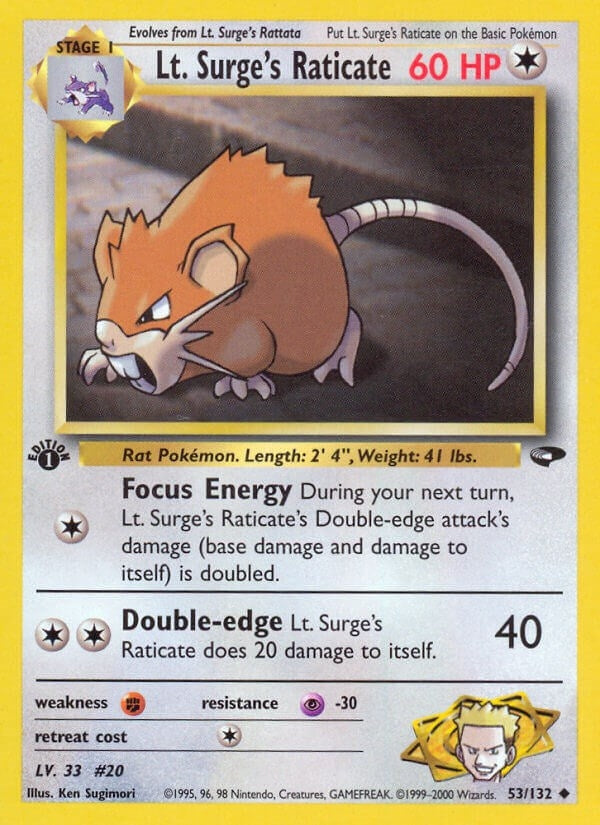 Image for Lt. Surge's Raticate (053/132) (Gym Challenge) (G2) - Pokemon