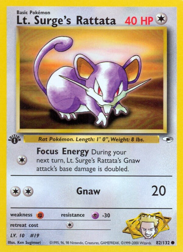Image for Lt. Surge's Rattata (082/132) (Gym Heroes) (G1) - Pokemon