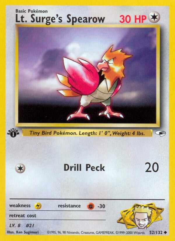 Image for Lt. Surge's Spearow (52) (052/132) (Gym Heroes) (G1) - Pokemon