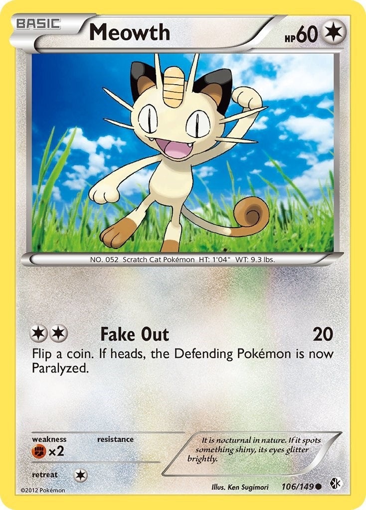 Image for Meowth (106/149) (Boundaries Crossed) (BCR) - Pokemon