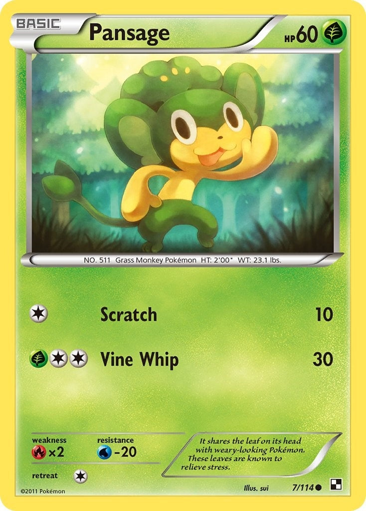Image for Pansage (7/114) (Black and White) (BLW) - Pokemon