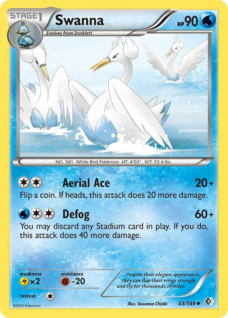 Image for Swanna (43/149) (Boundaries Crossed) (BCR) - Pokemon