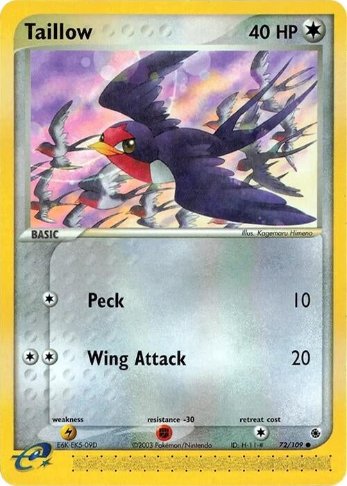 Image for Taillow (72/109) (EX Ruby and Sapphire) (RS) - Pokemon