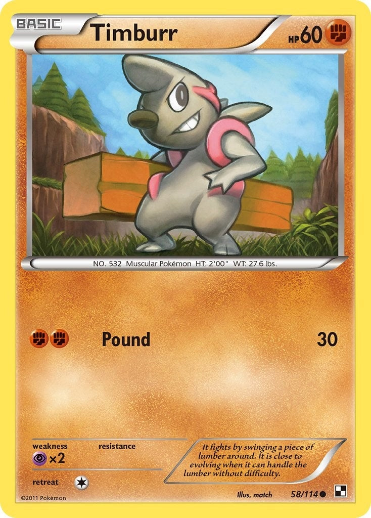 Image for Timburr (58) (58/114) (Black and White) (BLW) - Pokemon