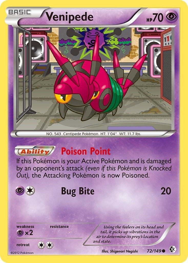 Image for Venipede (72/149) (Boundaries Crossed) (BCR) - Pokemon