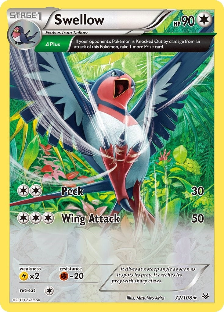 Image for Swellow (72 Delta) (72/108) (XY - Roaring Skies) (ROS) - Pokemon