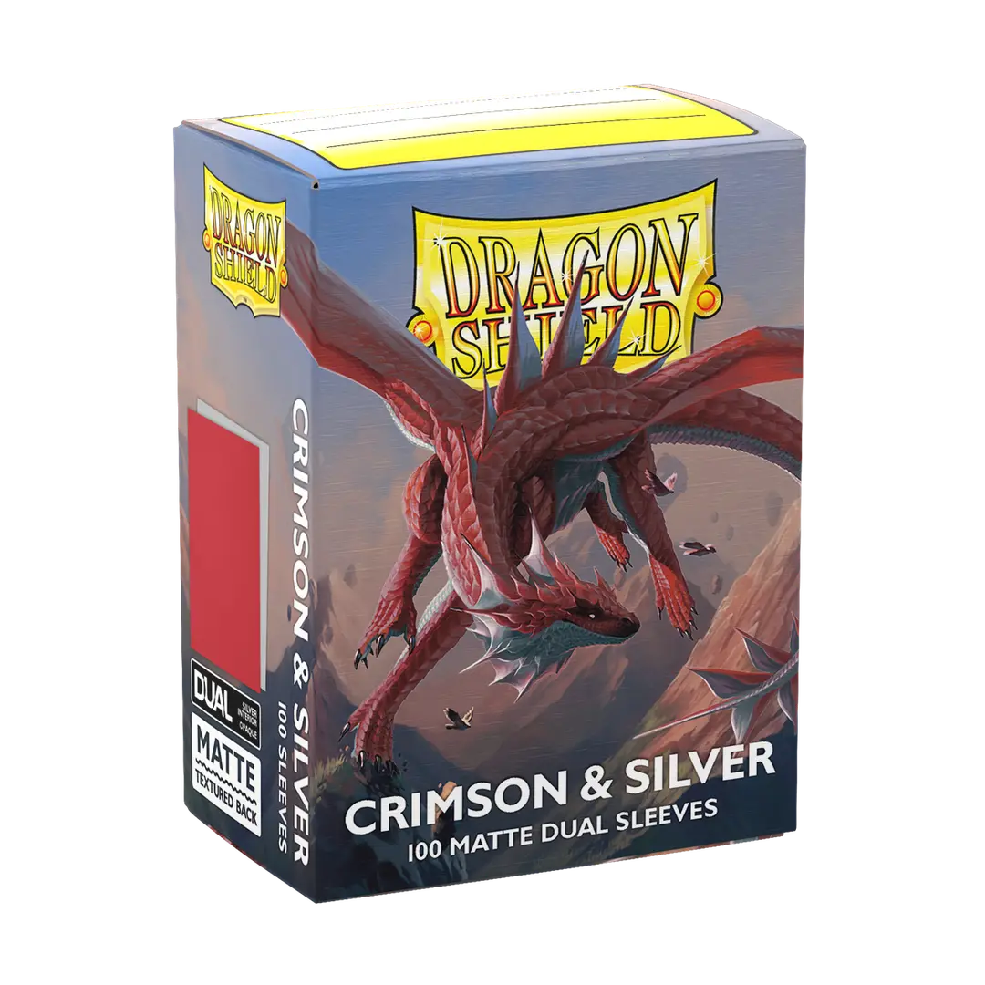 Dragon Shield - Standard 'Crimson & Silver' DUAL Matte Sleeves 100 pack - PokeBox USA
