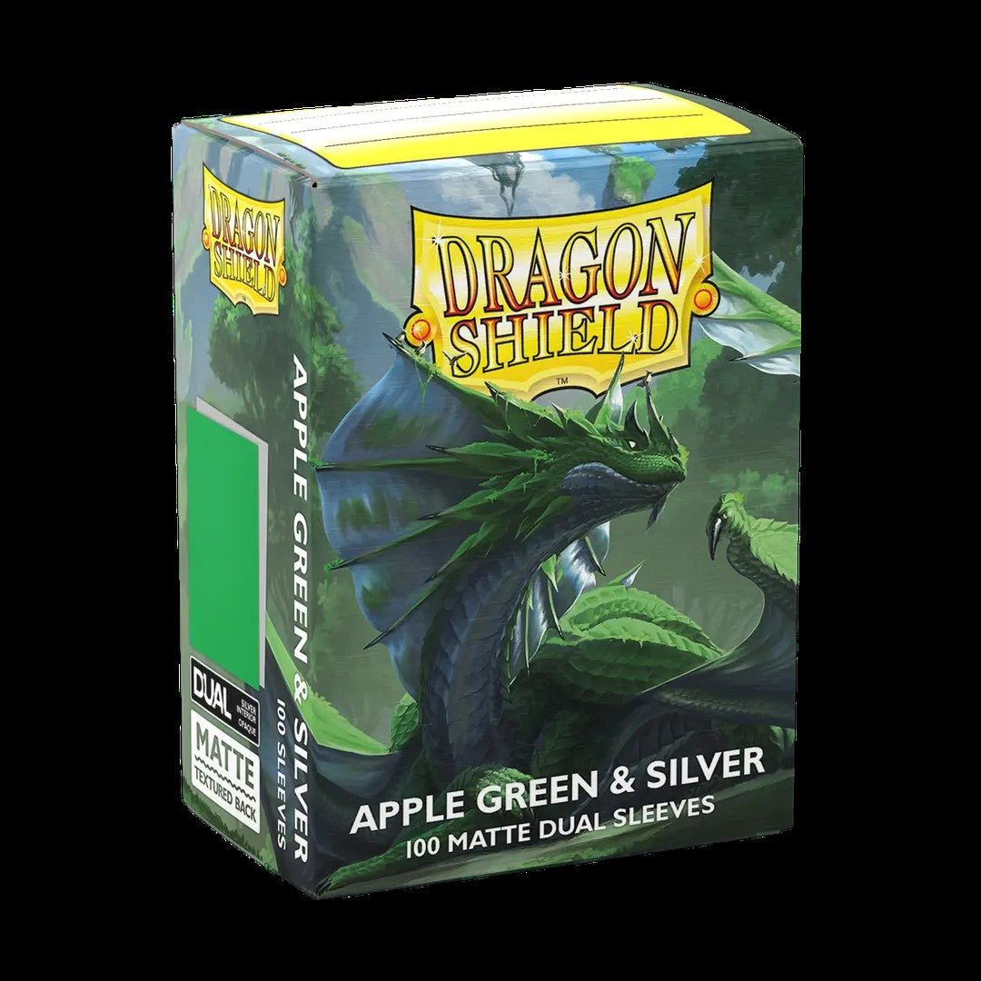Dragon Shield - Standard 'Apple Green & Silver' DUAL Matte Sleeves 100 pack - PokeBox USA