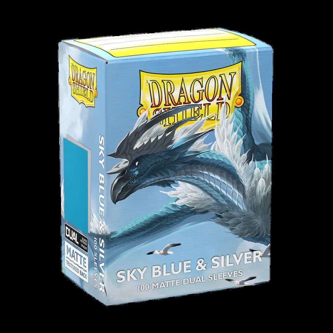 Dragon Shield - Standard 'Sky Blue & Silver' DUAL Matte Sleeves 100 pack - PokeBox USA