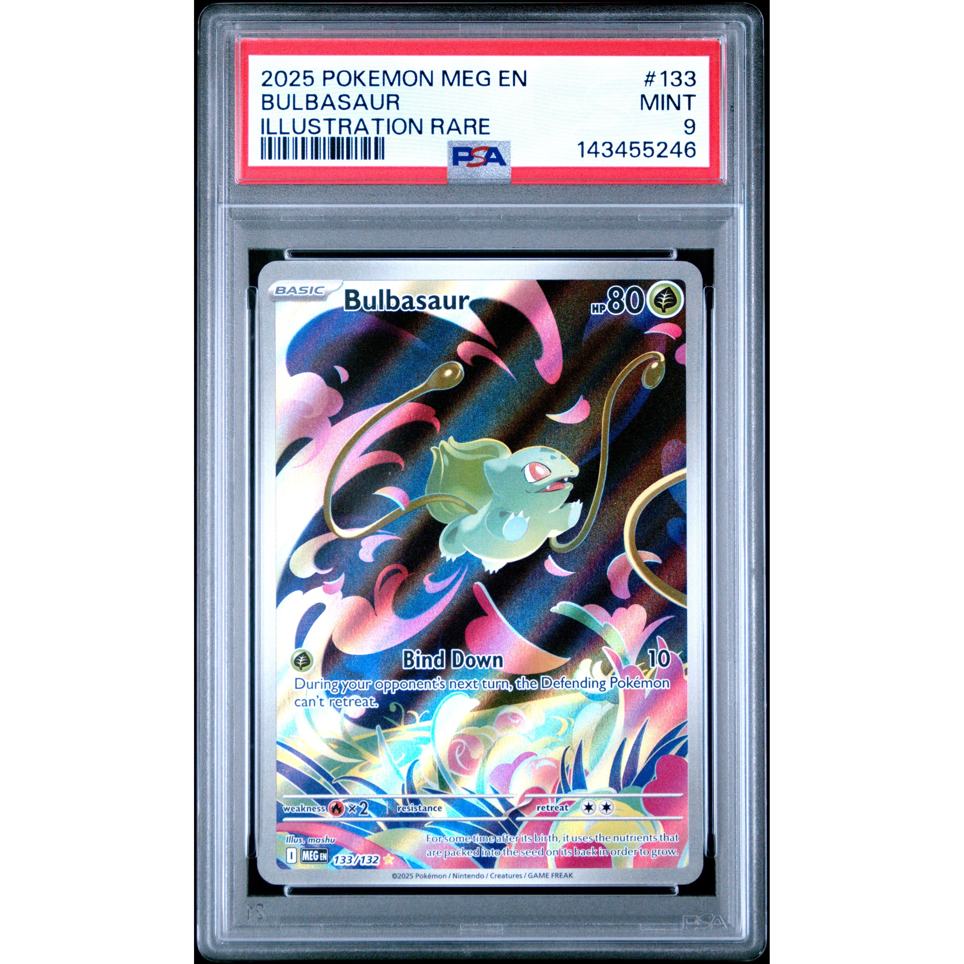 2025 POKEMON MEG EN-MEGA EVOLUTION #133 BULBASAUR ILLUSTRATION RARE PSA MINT 9 - PokeBox USA