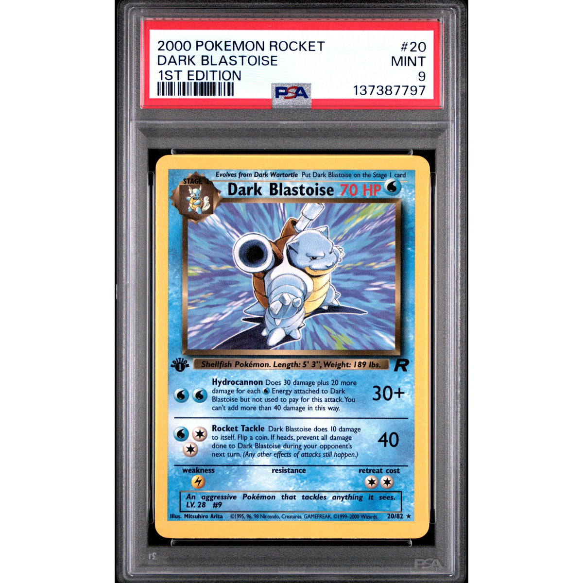 DARK BLASTOISE 1ST EDITION 2000 POKEMON ROCKET PSA MINT 9 - PokeBox USA