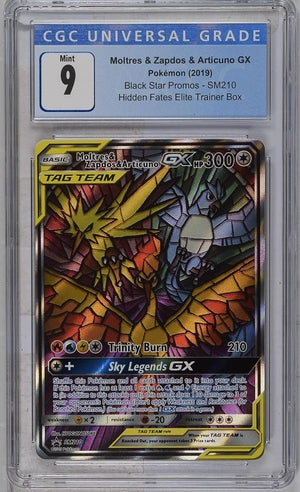 Moltres & Zapdos & Articuno GX SM210 Hidden Fates Elite Trainer Box 2019 Pokémon Black Star Promos PSA 9