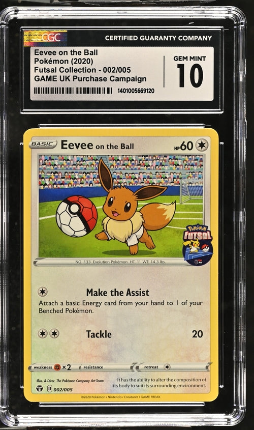 Eevee on the Ball 002/005 GAME UK Purchase Campaign 2020 Pokémon Futsal Collection CGC 10