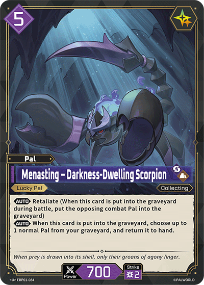 Image for Menasting – Darkness-Dwelling Scorpion (EBP01-084) (Dawn of Palpagos) (EBP01) - Palworld Official Card Game