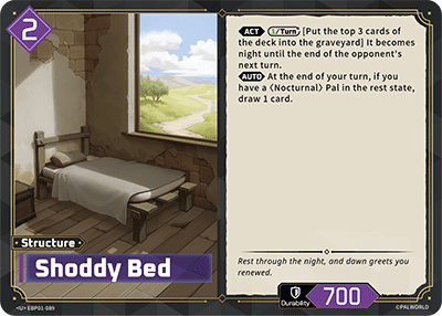 Image for Shoddy Bed (EBP01-089) (Dawn of Palpagos) (EBP01) - Palworld Official Card Game
