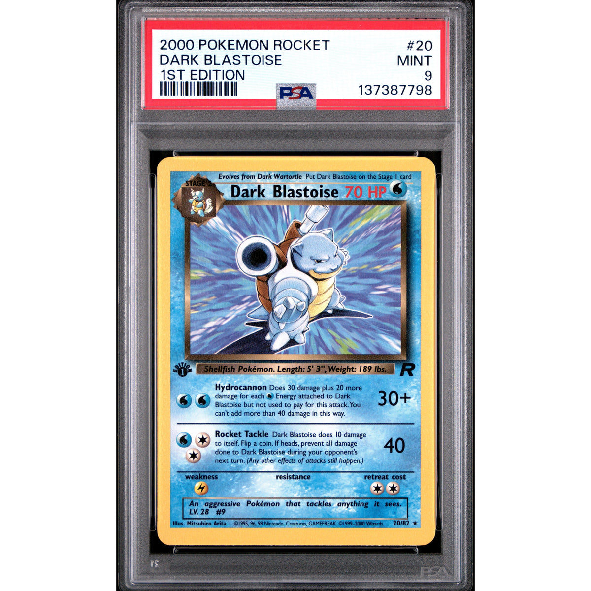DARK BLASTOISE 1ST EDITION 2000 POKEMON ROCKET PSA MINT 9 - PokeBox USA