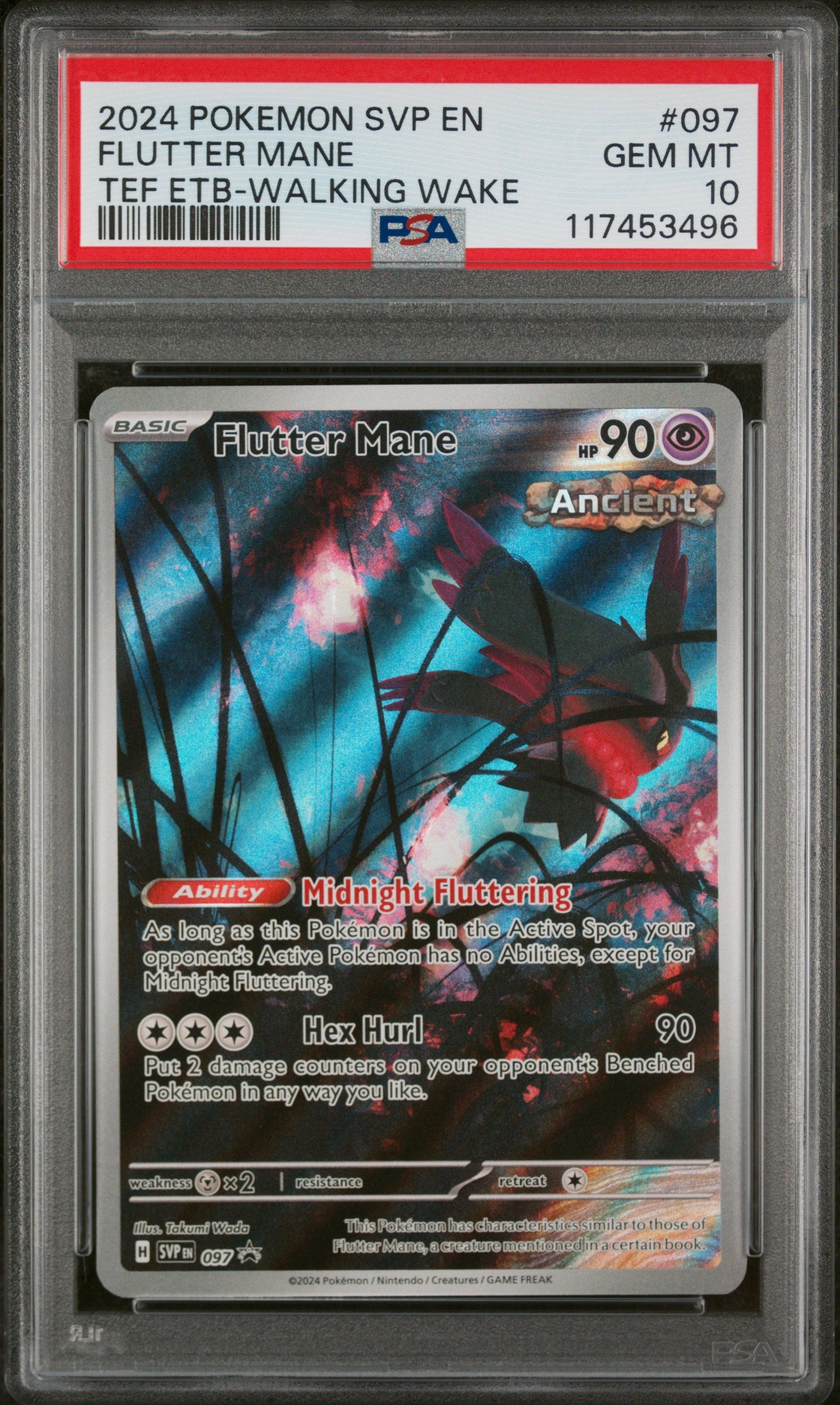 FLUTTER MANE TEF ETB-WALKING WAKE 2024 POKEMON SVP EN-SV BLACK STAR PROMO PSA GEM MT 10