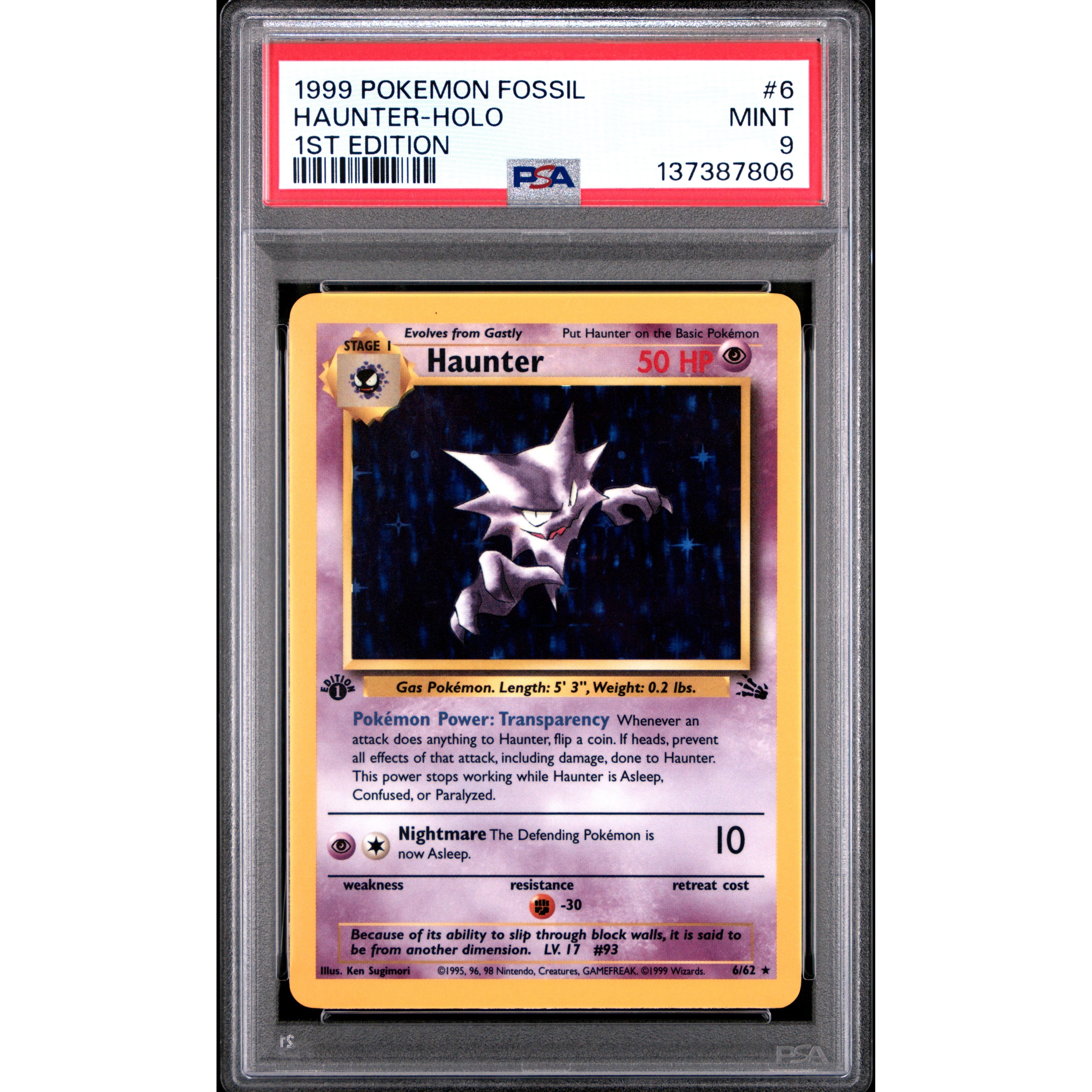 HAUNTER-HOLO 1ST EDITION 1999 POKEMON FOSSIL PSA MINT 9 - PokeBox USA