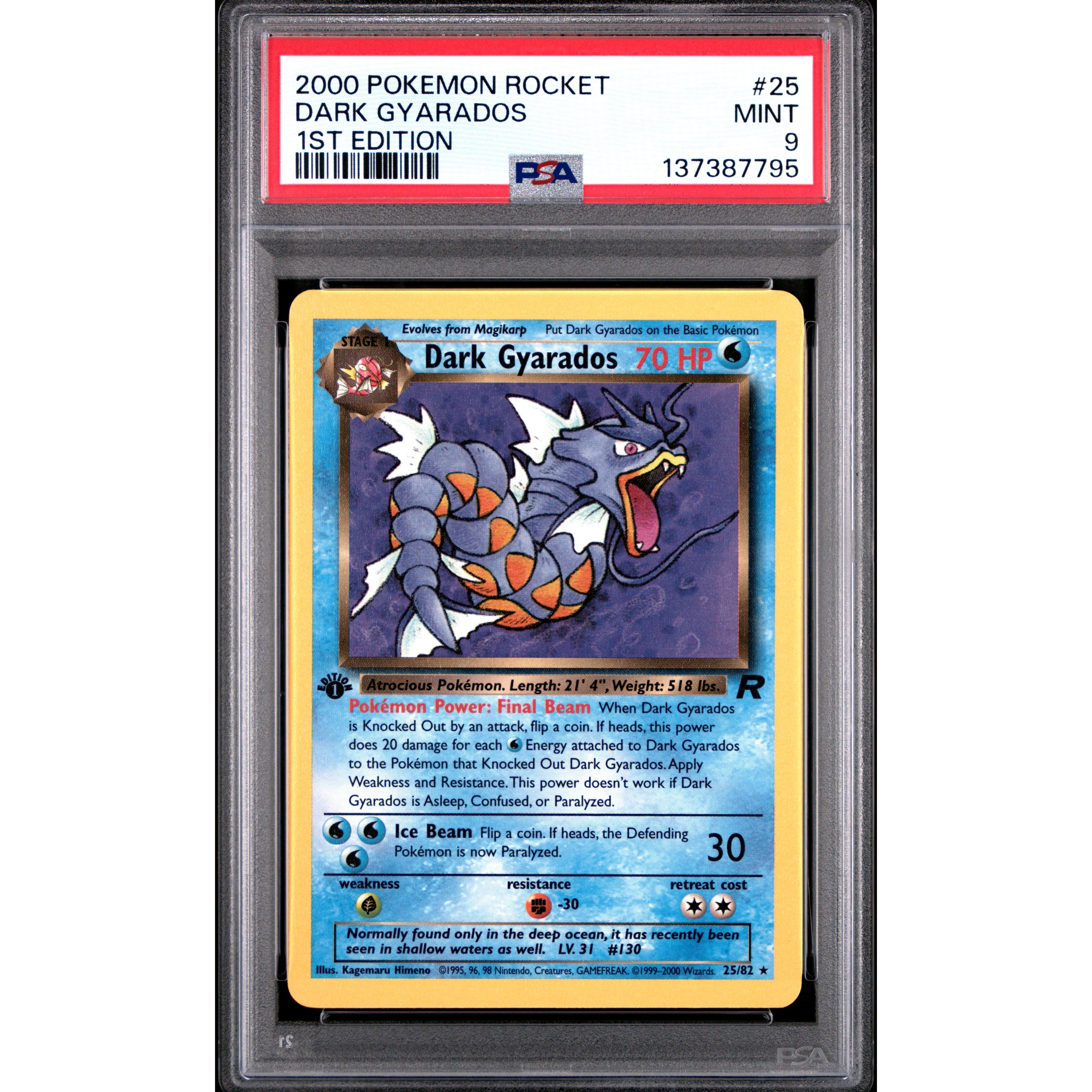 DARK GYARADOS 1ST EDITION 2000 POKEMON ROCKET PSA MINT 9 - PokeBox USA