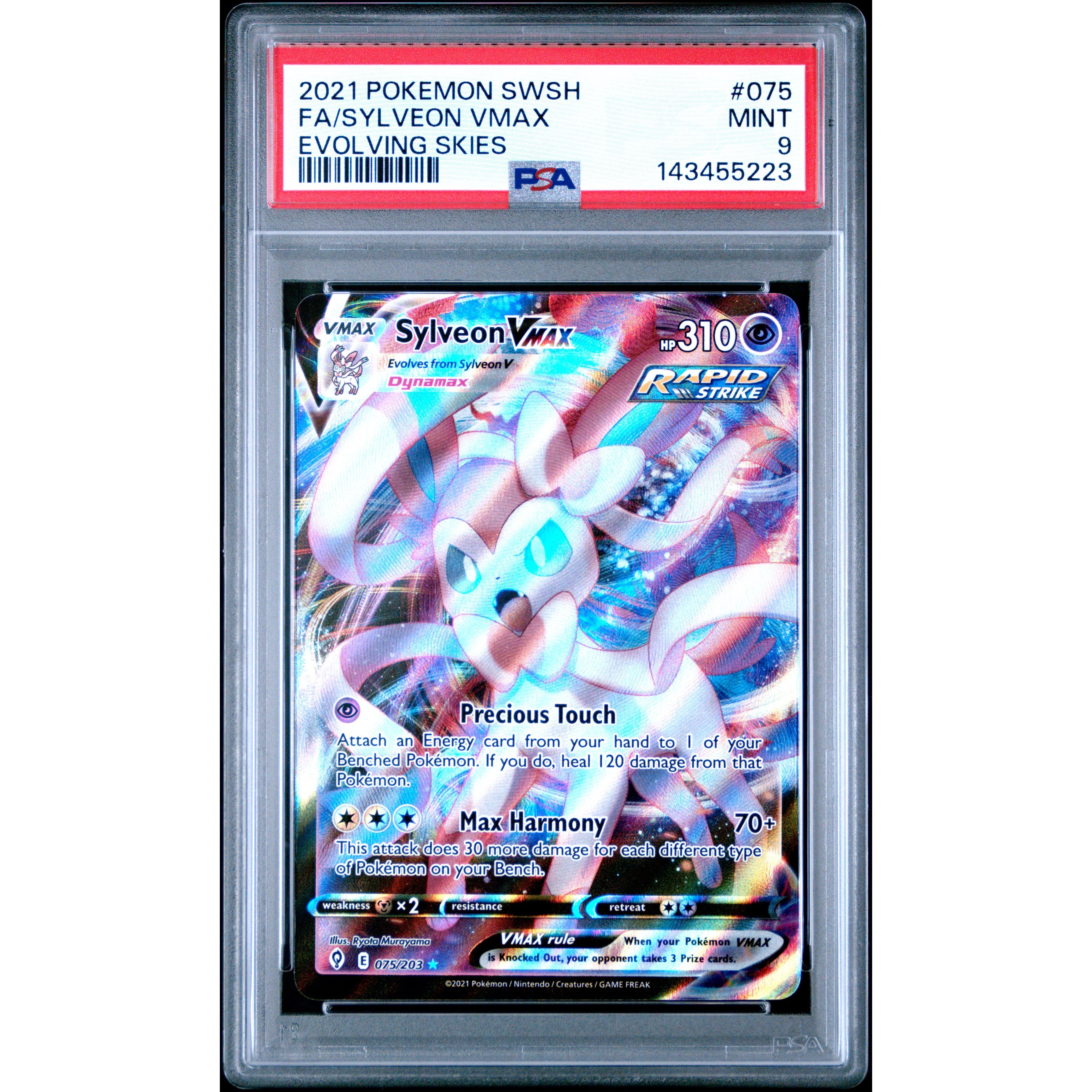 FA/SYLVEON VMAX EVOLVING SKIES 2021 POKEMON SWORD & SHIELD EVOLVING SKIES PSA MINT 9 - PokeBox USA