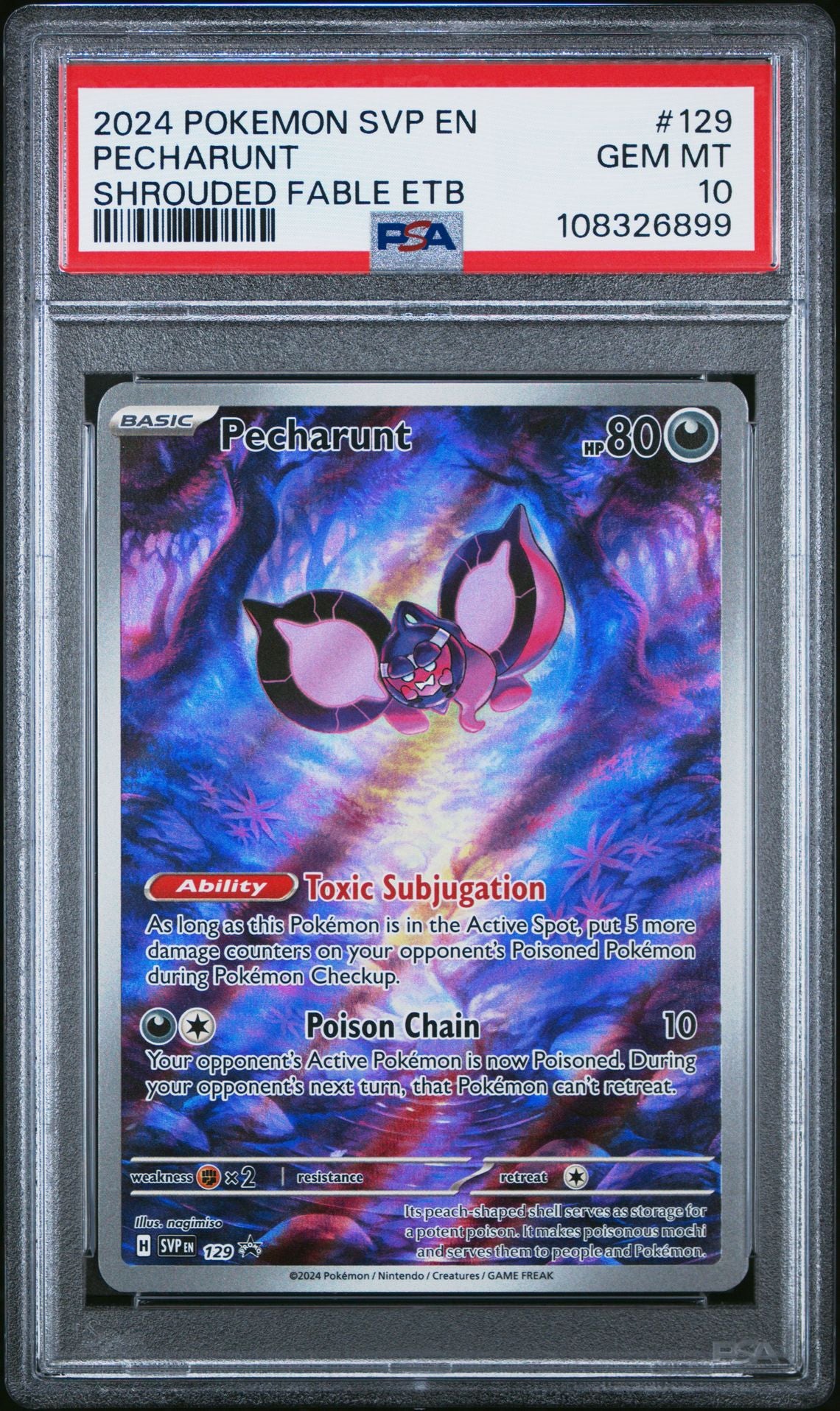 PECHARUNT SHROUDED FABLE ETB 2024 POKEMON SVP EN-SV BLACK STAR PROMO PSA GEM MT 10