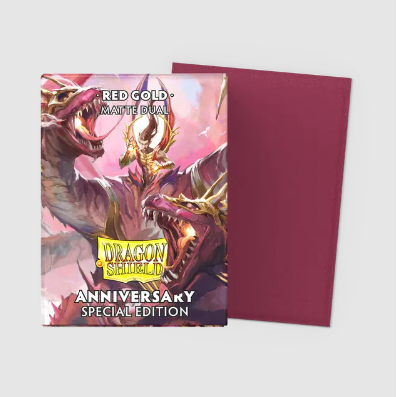 Dragon Shield - Standard '25th Special Edition - Red/Gold' DUAL Matte Sleeves 100 pack - PokeBox USA
