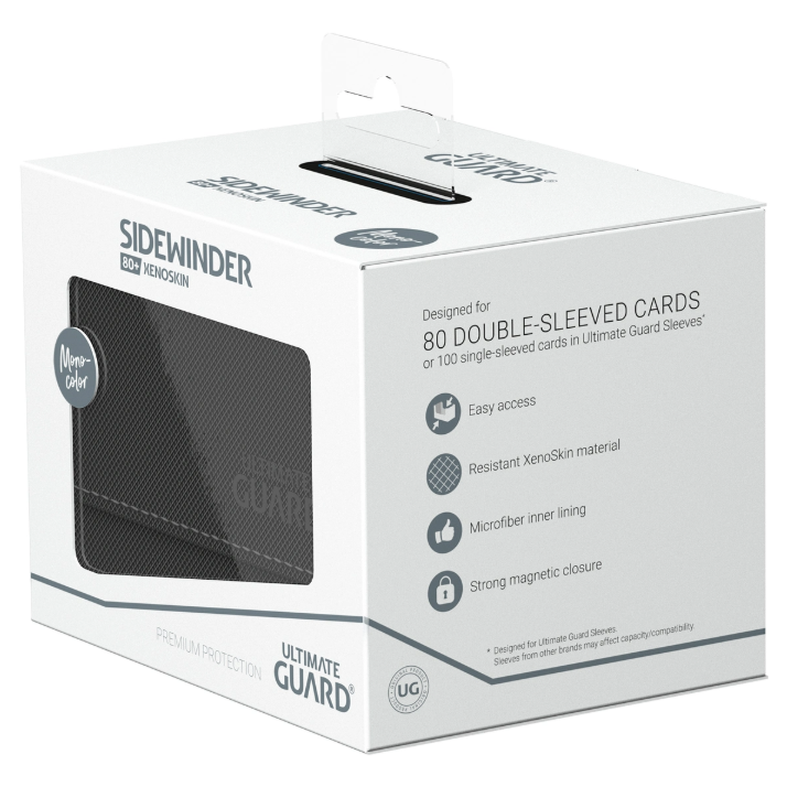 Ultimate Guard Sidewinder Deck Case 80+ Xenoskin Standard Size Monocolor Black Deck Box