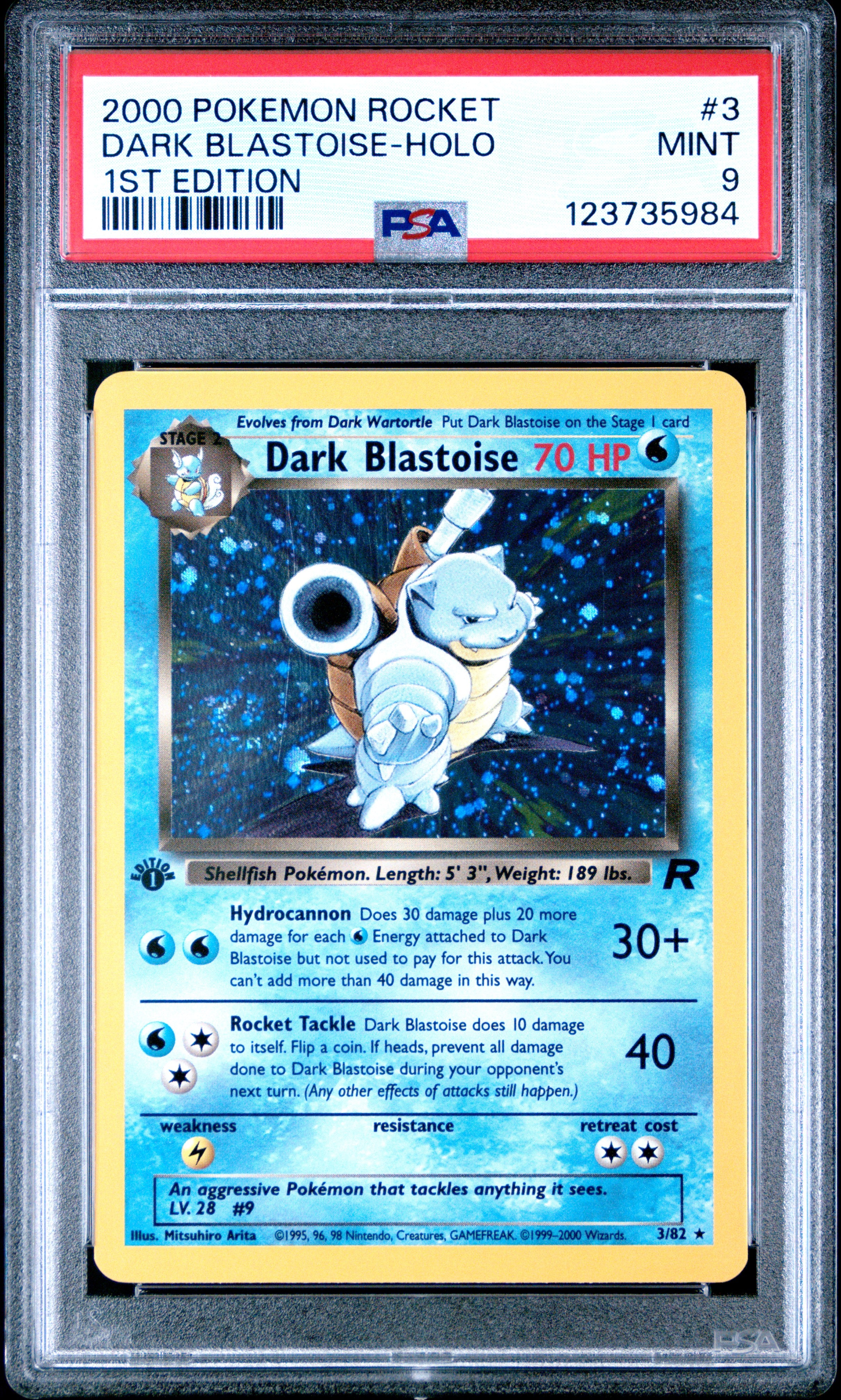 DARK BLASTOISE-HOLO 1ST EDITION 2000 POKEMON ROCKET PSA MINT 9