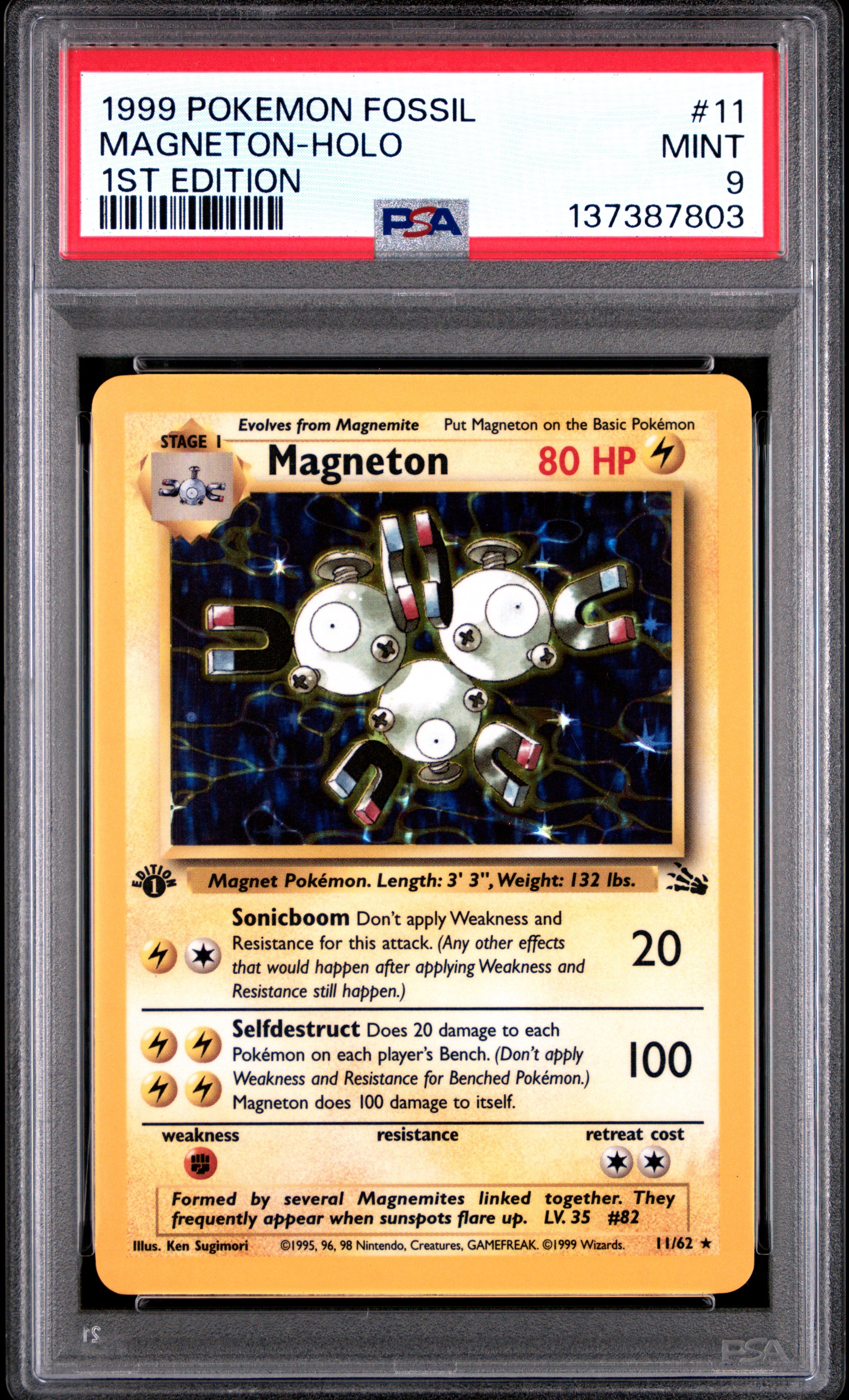 MAGNETON-HOLO 1ST EDITION 1999 POKEMON FOSSIL PSA MINT 9 - PokeBox USA