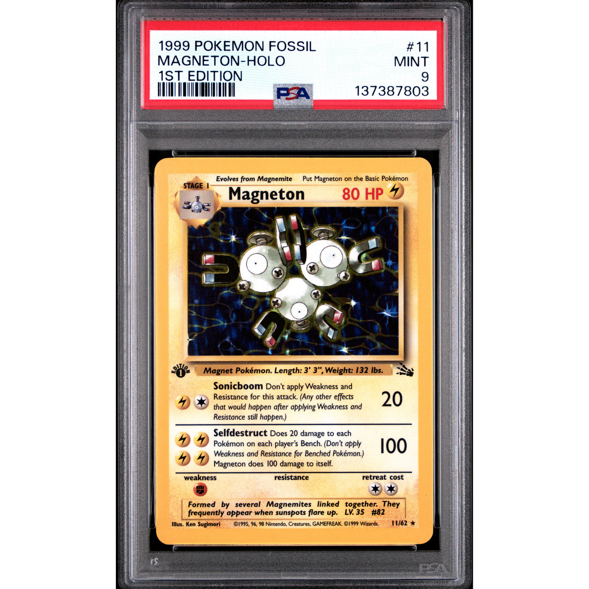 MAGNETON-HOLO 1ST EDITION 1999 POKEMON FOSSIL PSA MINT 9 - PokeBox USA