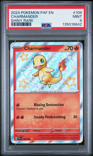 Charmander Shiny Rare 2024 Paldean Fates PSA 9