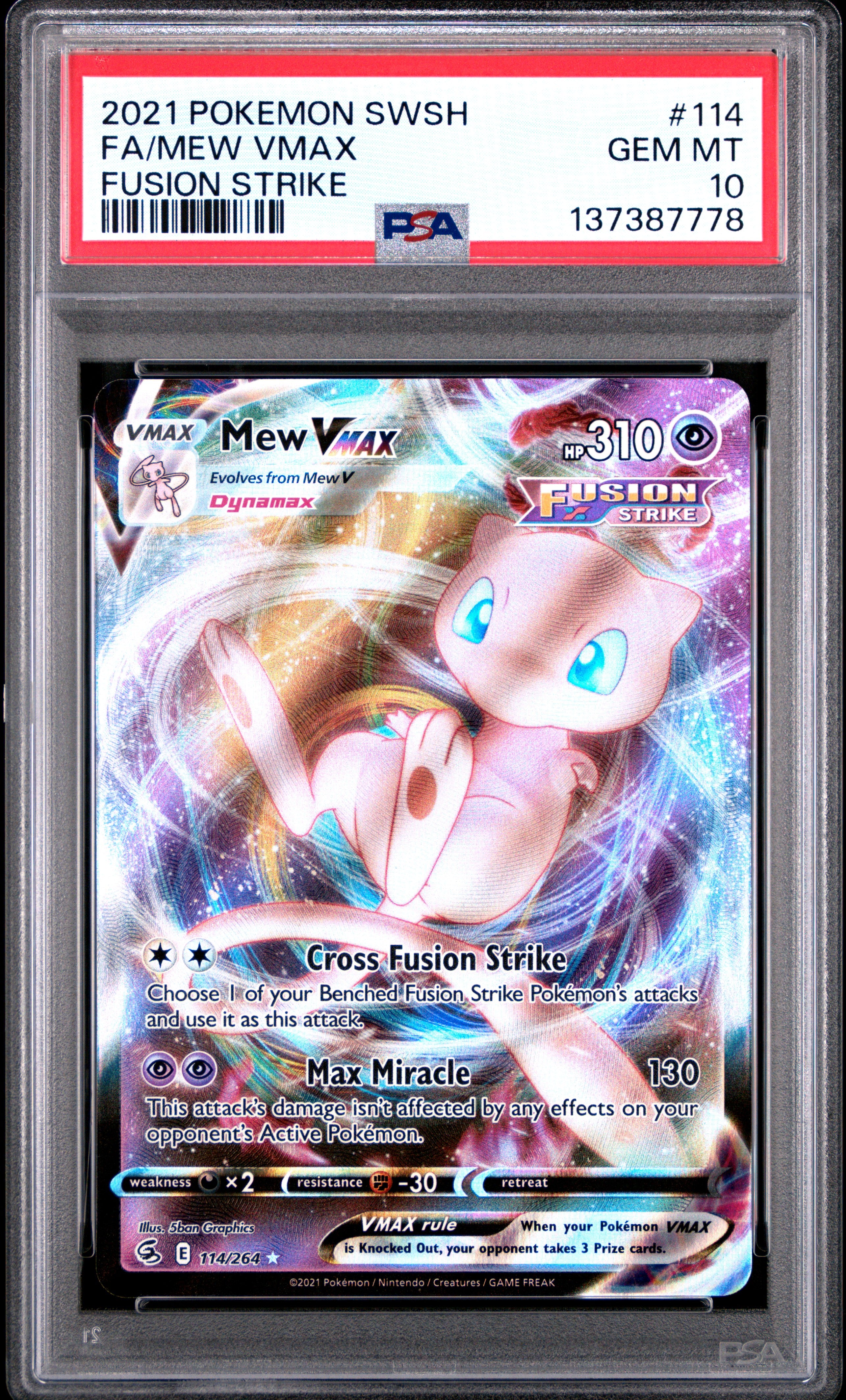 MEW VMAX FUSION STRIKE 2021 POKEMON SWORD & SHIELD FUSION STRIKE PSA GEM MT 10 - PokeBox USA