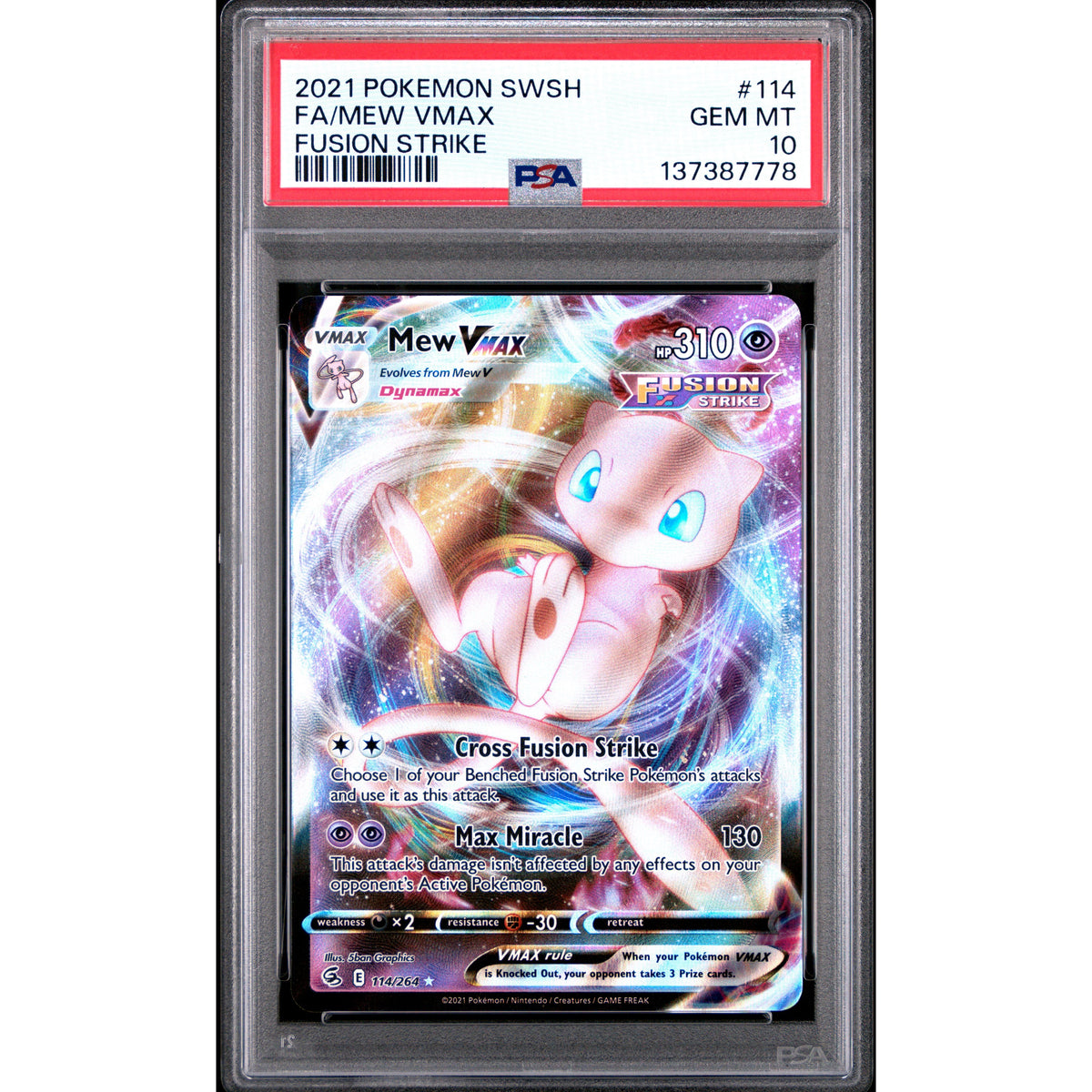 MEW VMAX FUSION STRIKE 2021 POKEMON SWORD & SHIELD FUSION STRIKE PSA GEM MT 10 - PokeBox USA