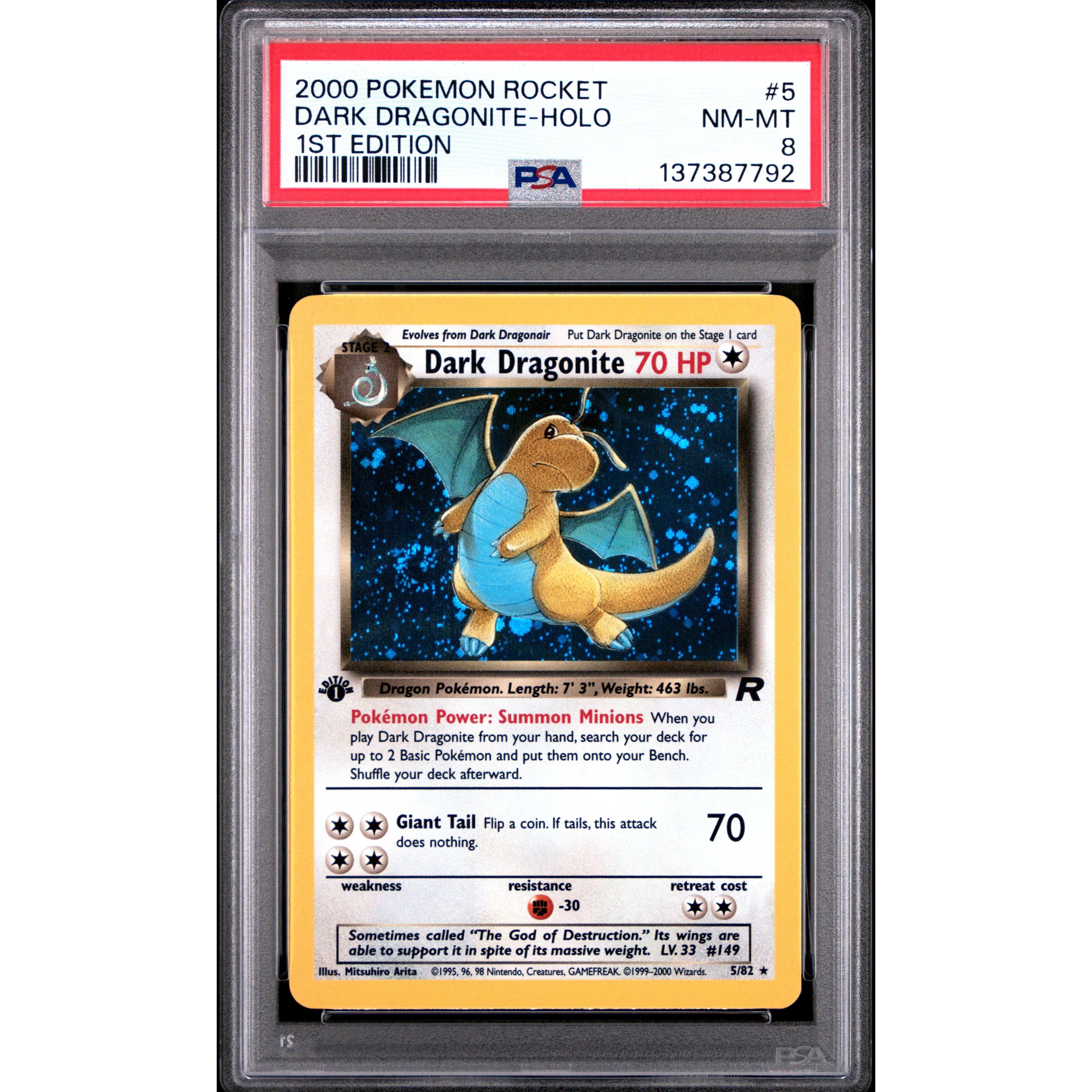 DARK DRAGONITE-HOLO 1ST EDITION 2000 POKEMON ROCKET PSA NM-MT 8 - PokeBox USA