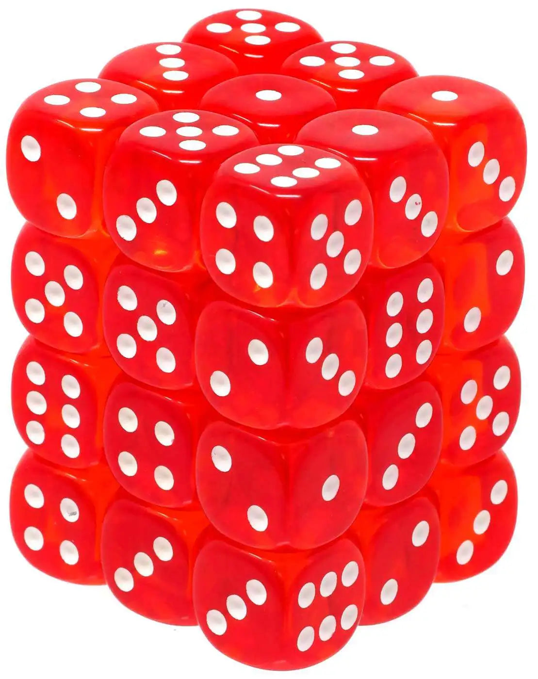 Chessex: Translucent Orange/White 12mm d6 Dice Block (36 dice)