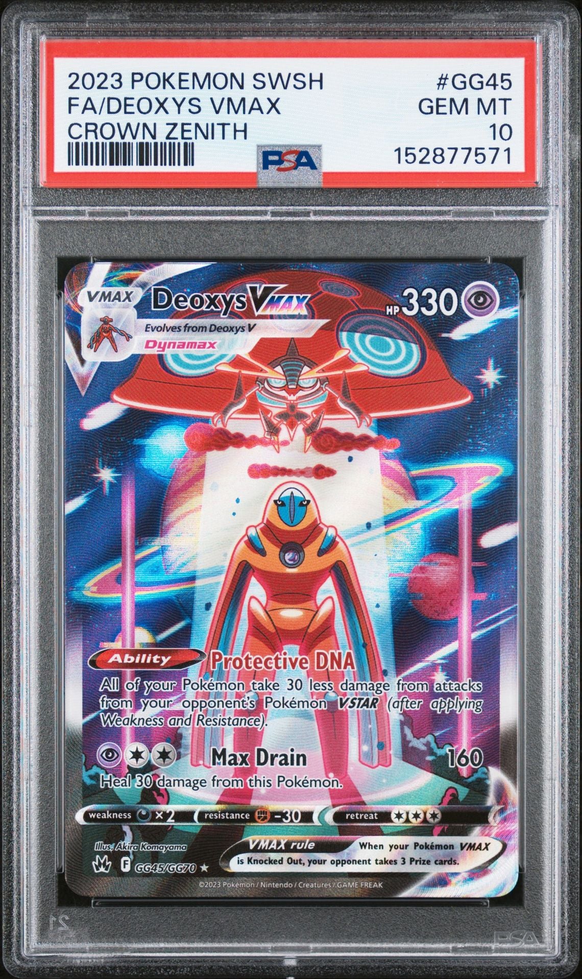 FA/DEOXYS VMAX CROWN ZENITH 2023 POKEMON SWORD AND SHIELD CROWN ZENITH PSA GEM MT 10