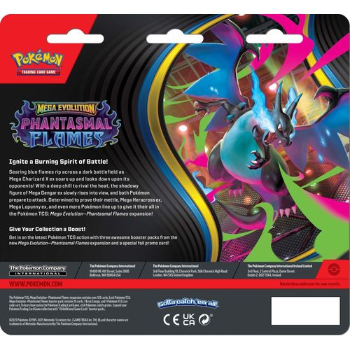 Pokemon TCG: Mega Evolution ME02 - Phantasmal Flames Three Booster Blister (Random) - PokeBox USA