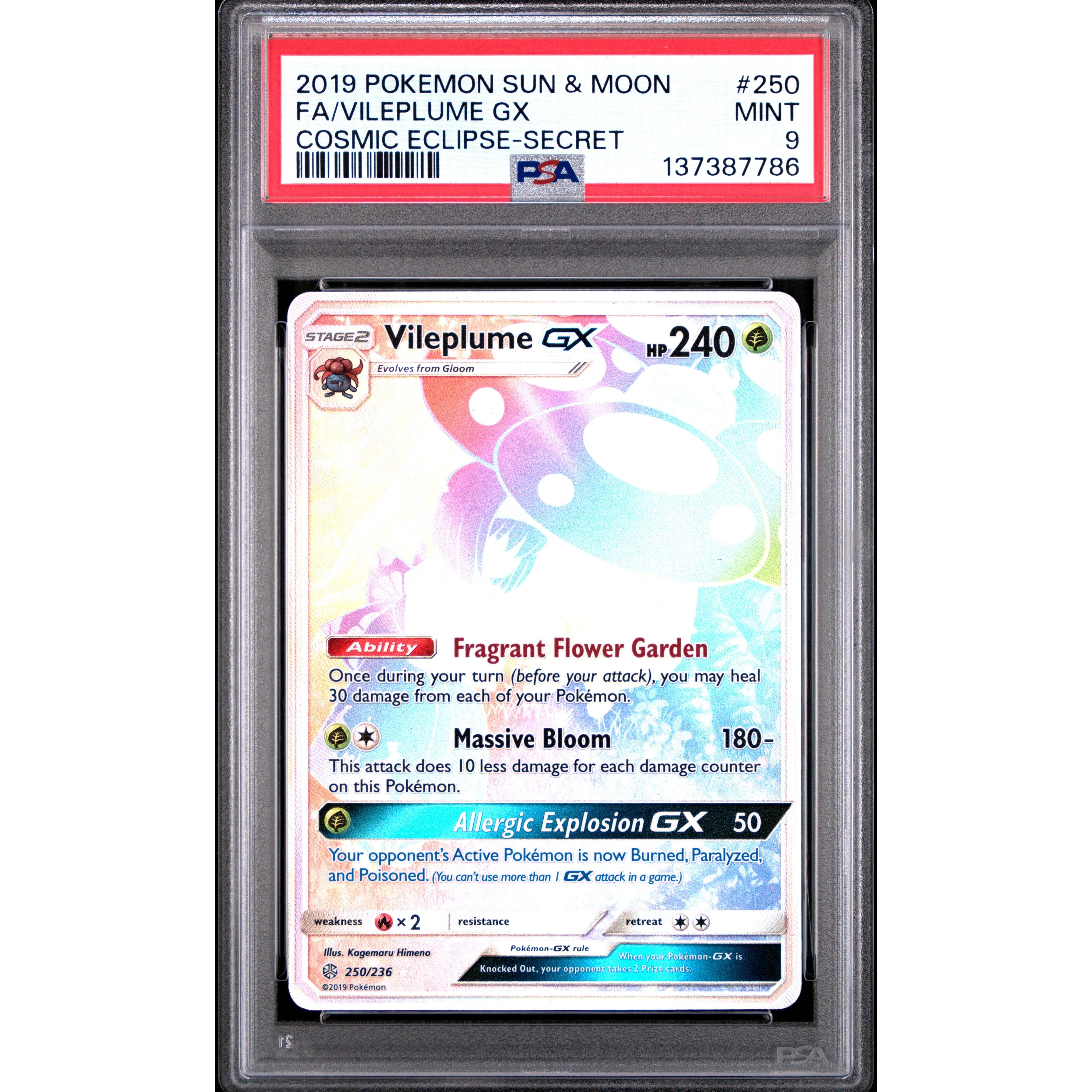 VILEPLUME GX COSMIC ECLIPSE-SECRET 2019 POKEMON SUN & MOON COSMIC ECLIPSE PSA MINT 9 - PokeBox USA