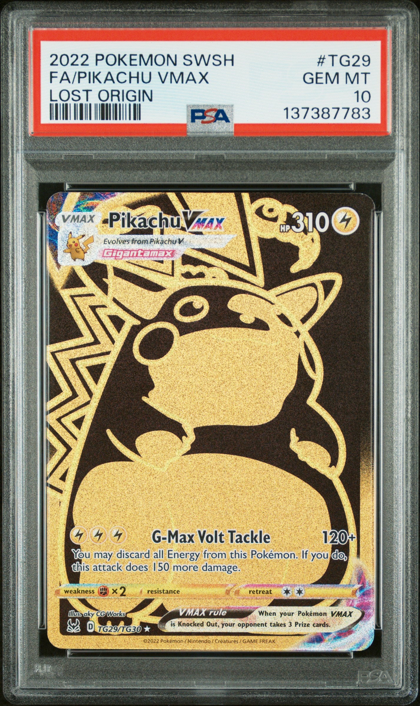 PIKACHU VMAX LOST ORIGIN 2022 POKEMON SWORD & SHIELD LOST ORIGIN PSA GEM MT 10 - PokeBox USA